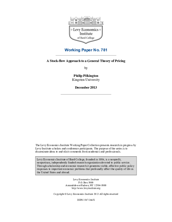 (PDF) A Stock-Flow Approach to a General Theory of Pricing
