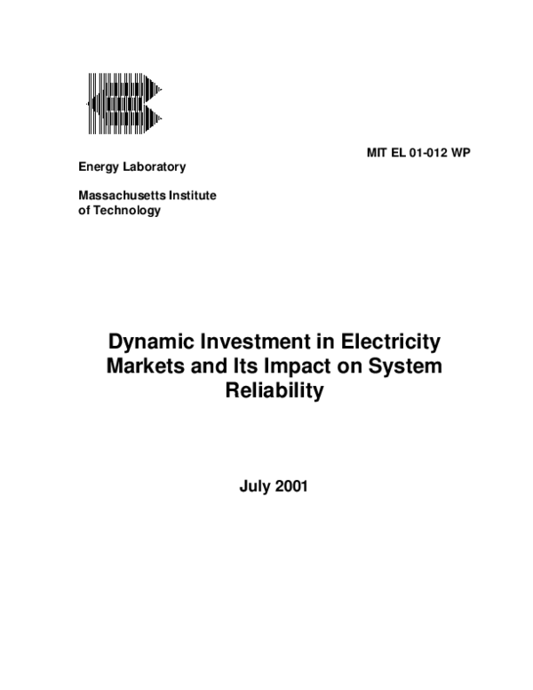 (PDF) Dynamic investment in electricity markets and its impact on