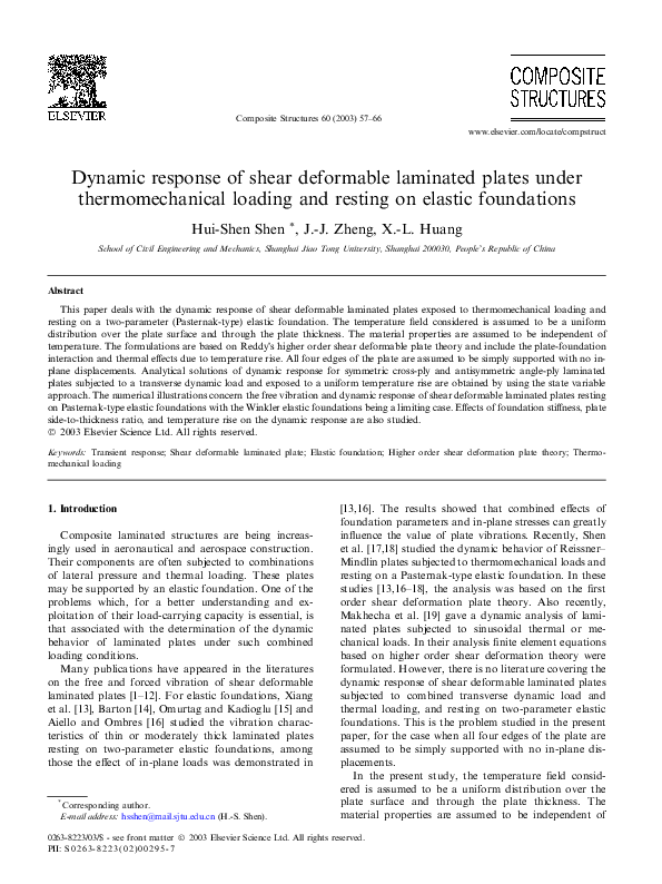 (PDF) Dynamic response of shear deformable laminated plates under ...