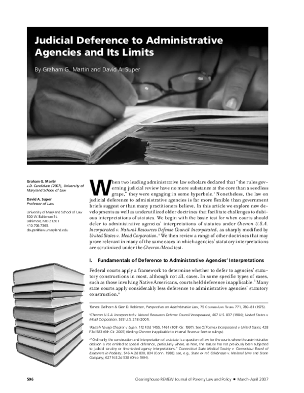 (PDF) Judicial Deference to Administrative Agencies and its Limits