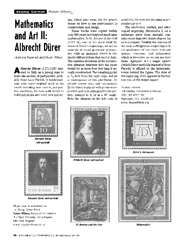 (PDF) Mathematics and art II: Albrecht Dürer