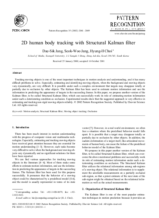 (PDF) 2D human body tracking with Structural Kalman filter