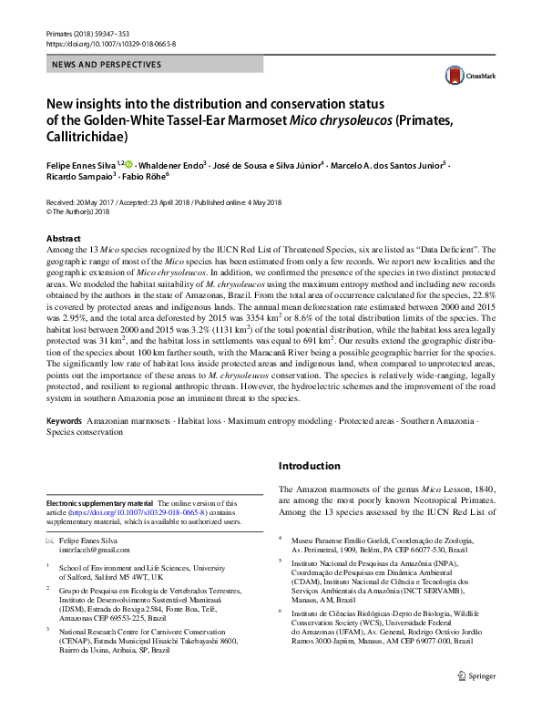 (PDF) New insights into the distribution and conservation status of the