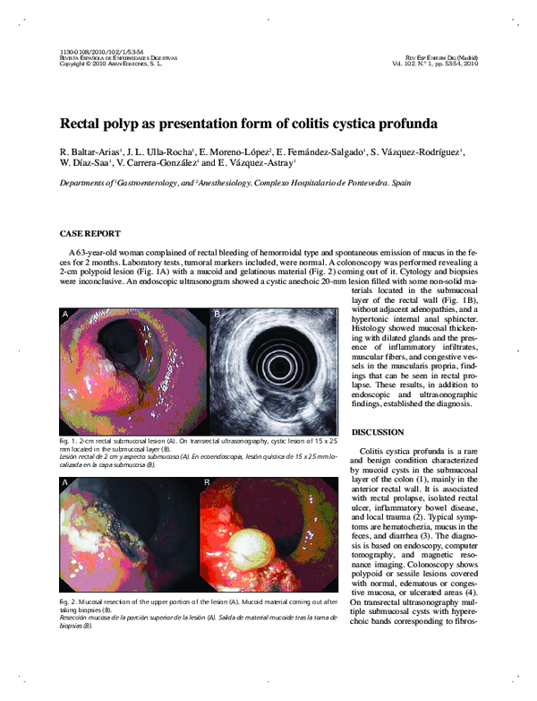 (PDF) Rectal polyp as presentation form of colitis cystica profunda