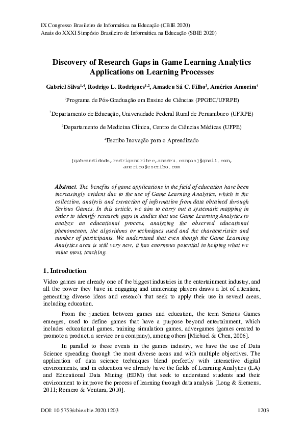 (PDF) Discovery of Research Gaps in Game Learning Analytics ...