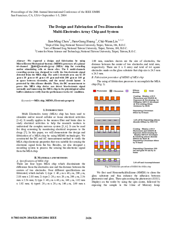 (PDF) The design and fabrication of two-dimension multielectrodes array ...