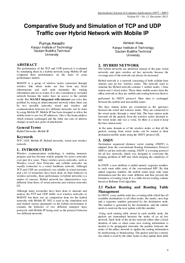 (PDF) Comparative Study and Simulation of TCP and UDP Traffic over ...