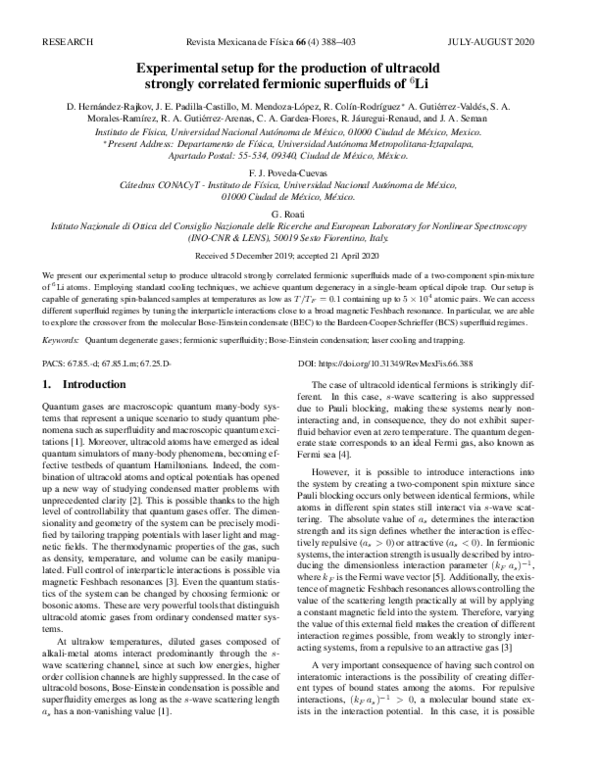 (PDF) Experimental setup for the production of ultracold strongly ...