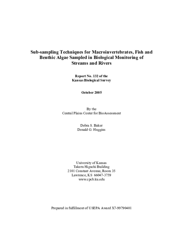 (PDF) Sub-sampling techniques for macroinvertebrates, fish and benthic ...