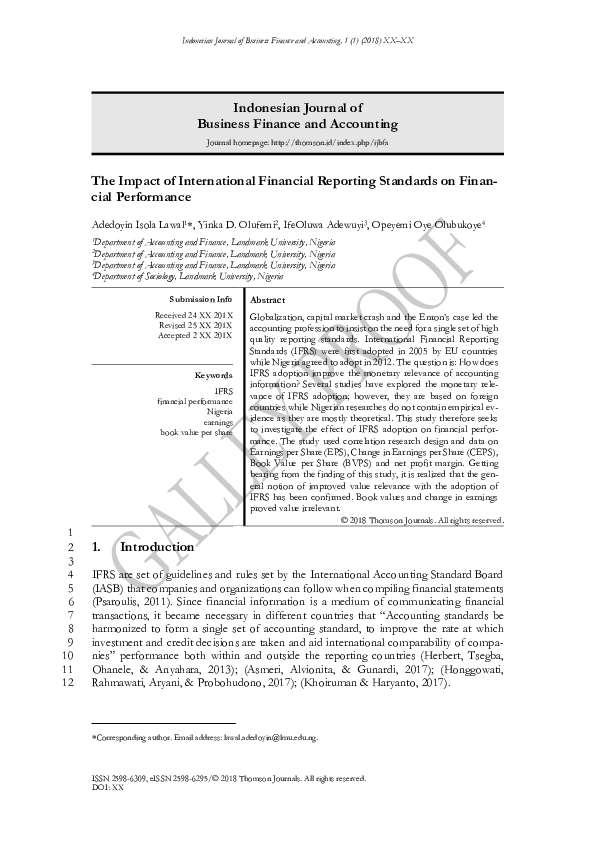 (PDF) The Impact of International Financial Reporting Standards on ...