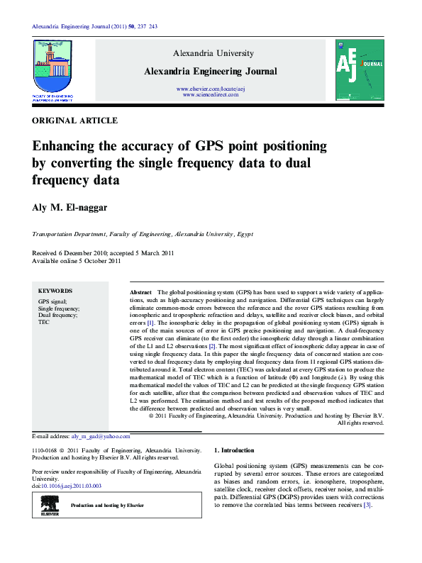 (PDF) Enhancing the accuracy of GPS point positioning by converting the ...
