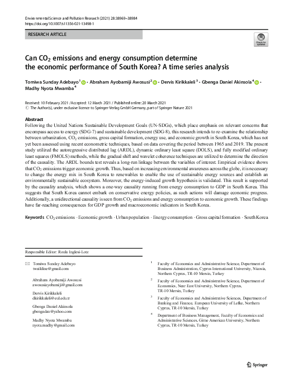 (PDF) Can CO2 emissions and energy consumption determine the economic ...