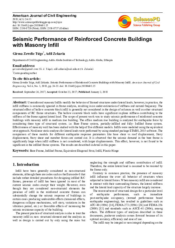 (PDF) Seismic Performance of Reinforced Concrete Buildings with Masonry ...