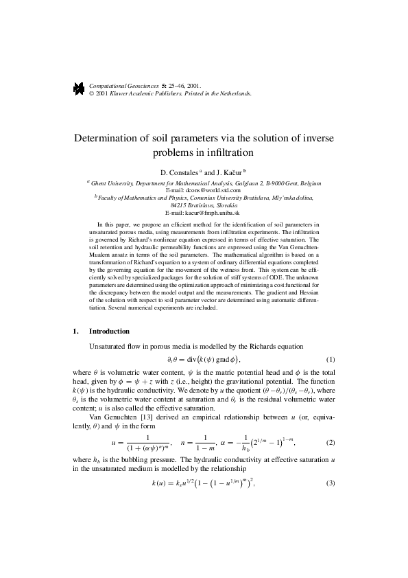 (PDF) Determination of soil parameters via the solution of inverse ...