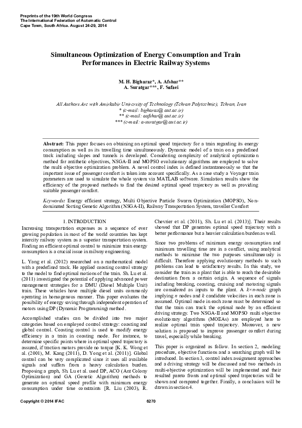 (PDF) Simultaneous Optimization of Energy Consumption and Train ...