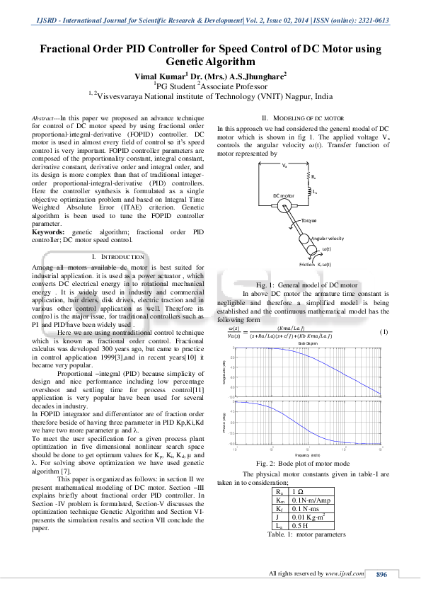 (PDF) Fractional Order PID Controller for Speed Control of DC Motor ...