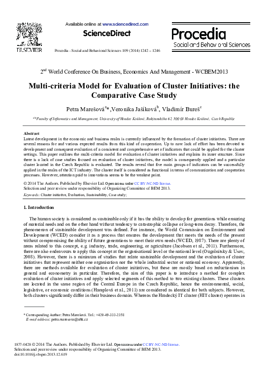 (PDF) Multi-criteria Model for Evaluation of Cluster Initiatives: The ...