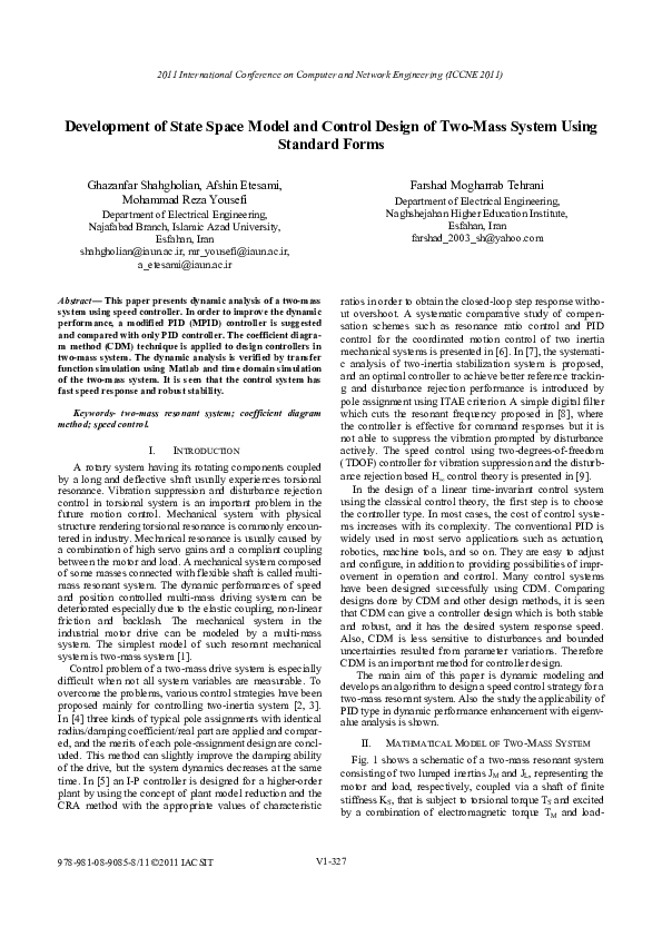(PDF) Development of state space model and control design of two-mass ...