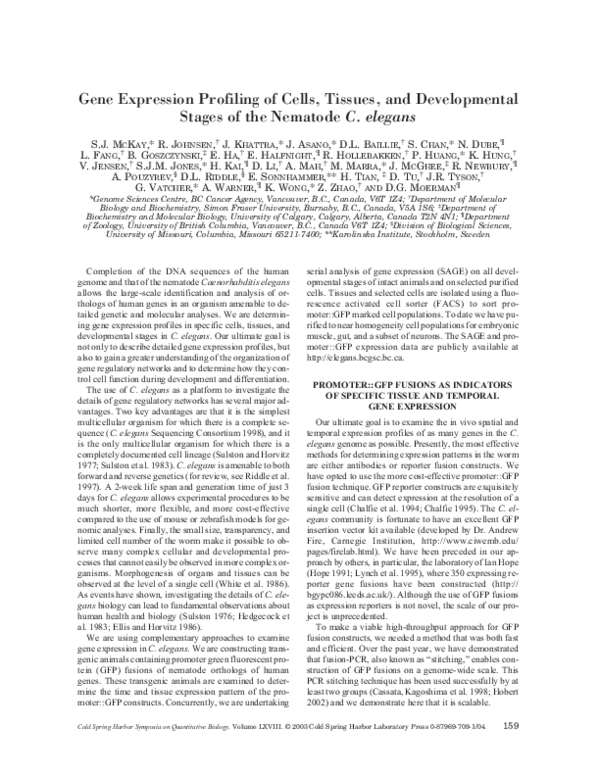 (PDF) Gene expression profiling of cells, tissues, and developmental ...