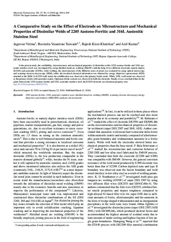 (PDF) A Comparative Study on the Effect of Electrode on Microstructure ...
