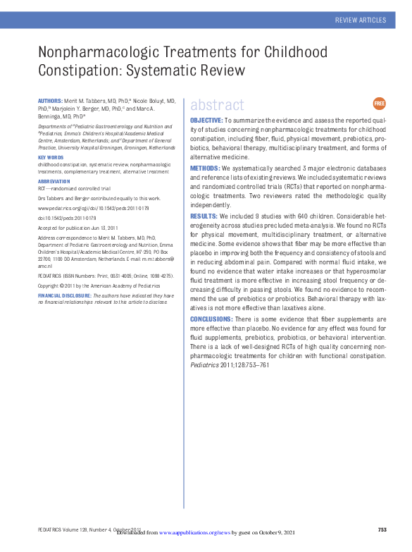 Treatments For Constipation: A Review Of Systematic Reviews – GKAALN