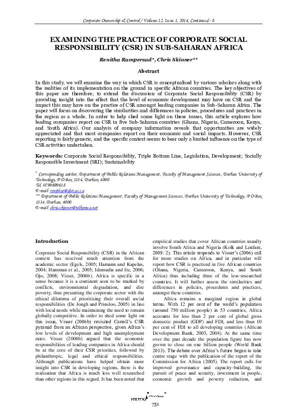 (PDF) Examining the Practice of Corporate Social Responsibility (CSR ...