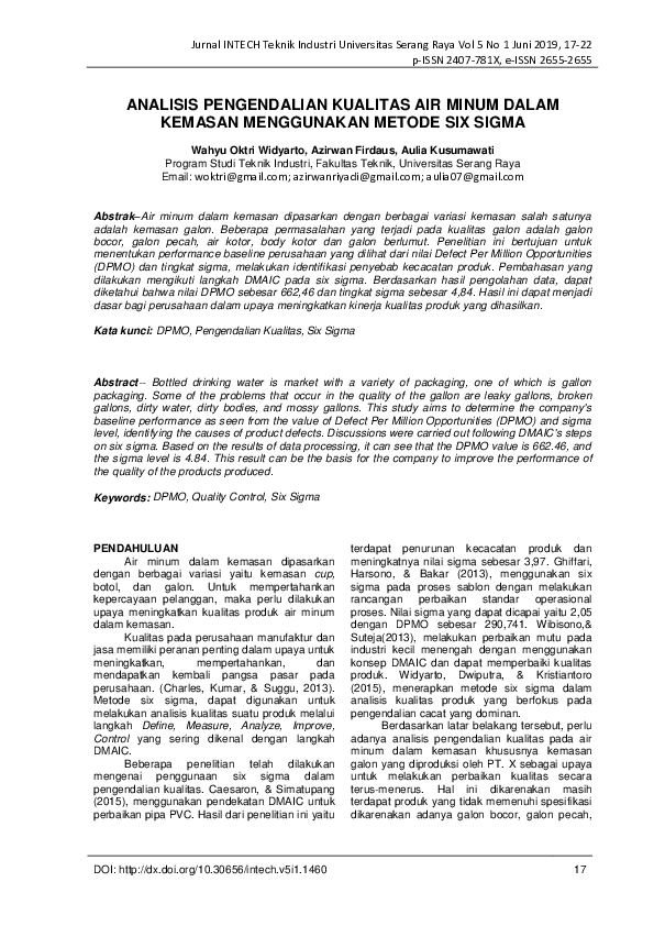 (PDF) Analisis Pengendalian Kualitas Air Minum dalam Kemasan ...