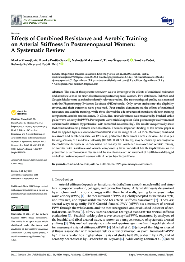 (PDF) Effects of Combined Resistance and Aerobic Training on Arterial ...