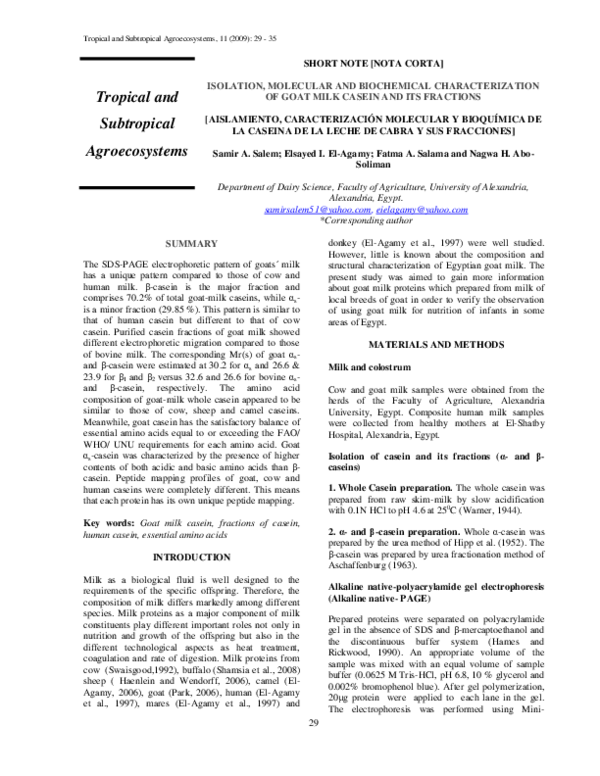 (PDF) Isolation, molecular and biochemical characterization of goat ...