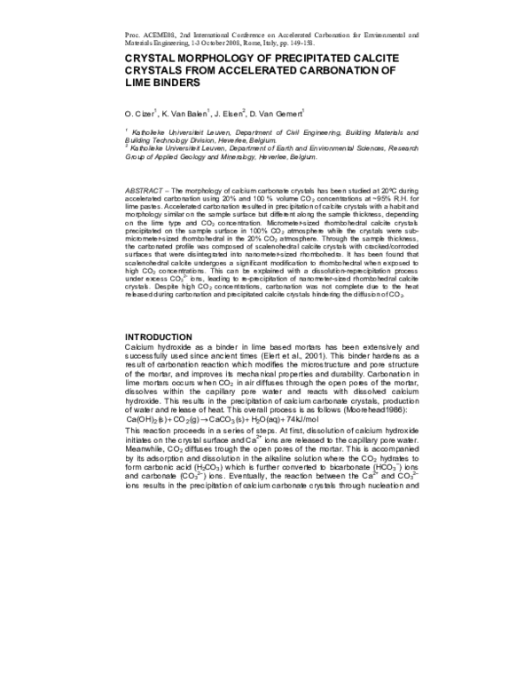 (PDF) Crystal morphology of the precipitated calcite crystals from ...