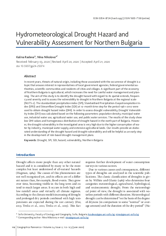 (PDF) Hydrometeorological Drought hazard and vulnerability assessment ...