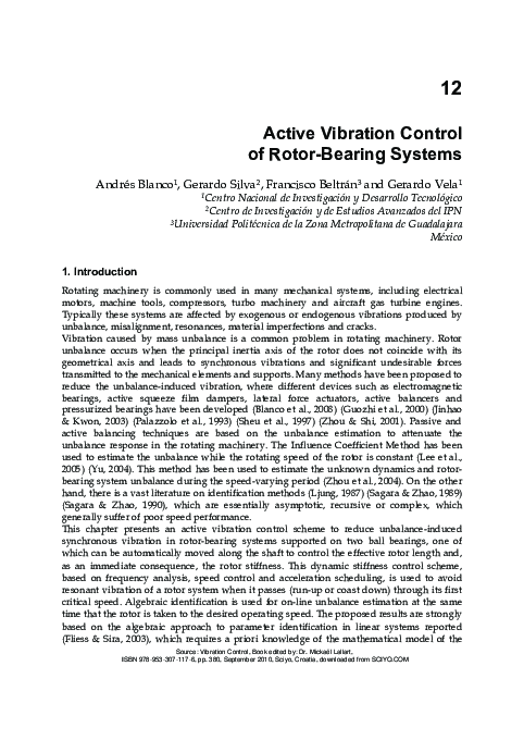 (PDF) Active Vibration Control of Rotor-Bearing Systems