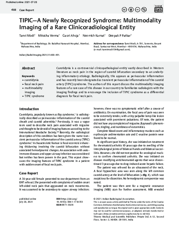 (PDF) TIPIC—A Newly Recognized Syndrome: Multimodality Imaging of a ...