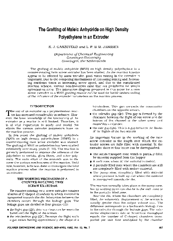 (PDF) The grafting of maleic anhydride on high density polyethylene in ...