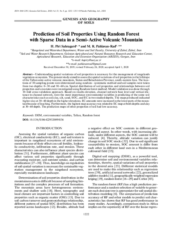 (PDF) Prediction of Soil Properties Using Random Forest with Sparse ...