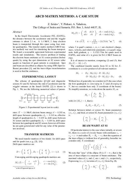 (PDF) ABCD Matrix Method: a Case Study