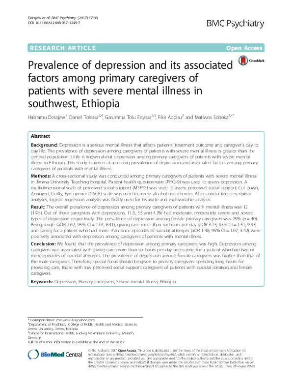 (PDF) Prevalence of depression and its associated factors among primary ...