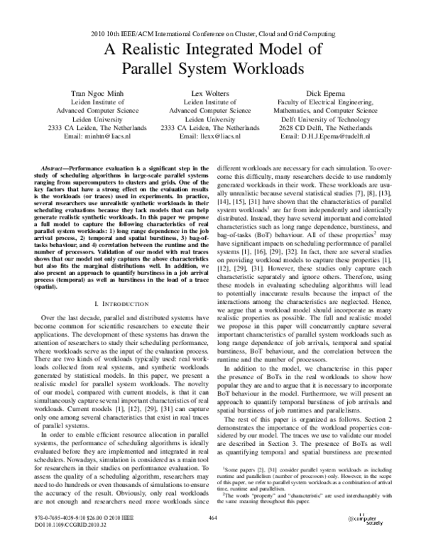 (PDF) A realistic integrated model of parallel system workloads