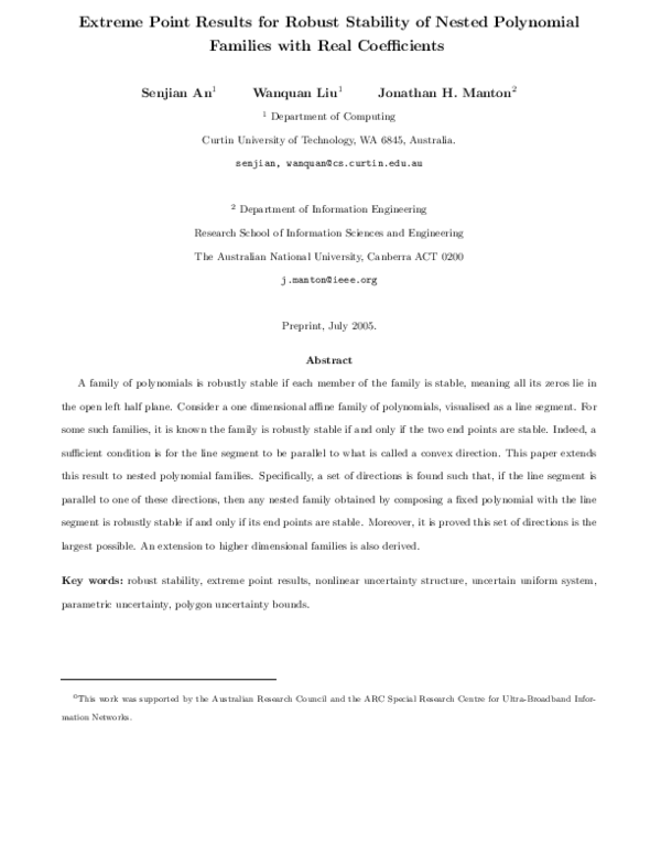 (PDF) Extreme Point Results for Robust Stability of Nested Polynomial ...