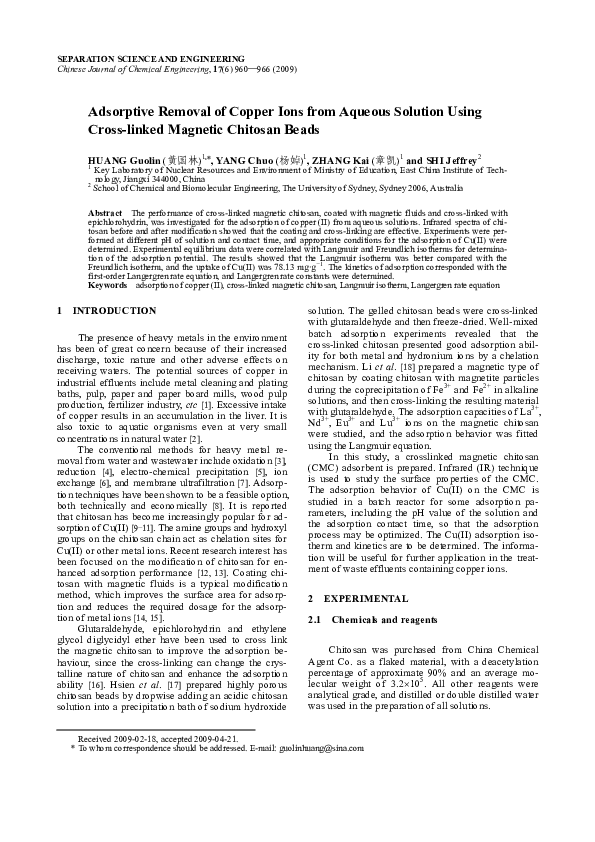 (PDF) Adsorptive Removal of Copper Ions from Aqueous Solution Using ...