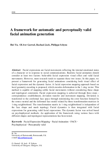 (PDF) A framework for automatic and perceptually valid facial ...