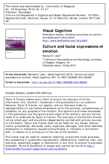 (PDF) Culture and facial expressions of emotion