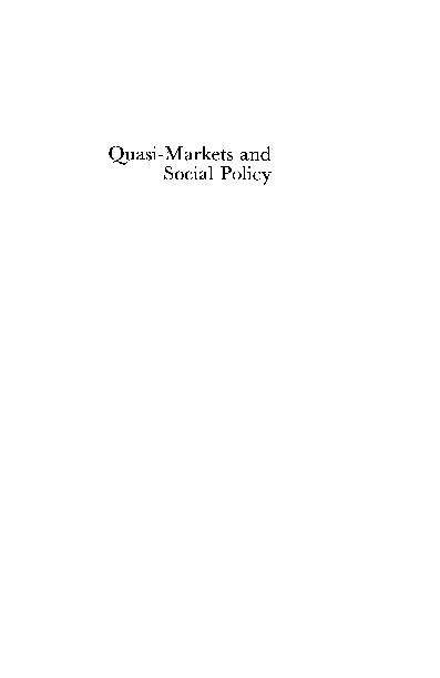人文 Quasi-Markets and Social Policy PDF) Quasi-markets and social policy