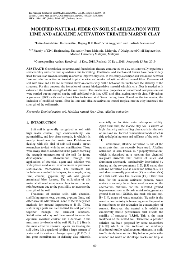 (PDF) Modified Natural Fiber on Soil Stabilization with Lime and