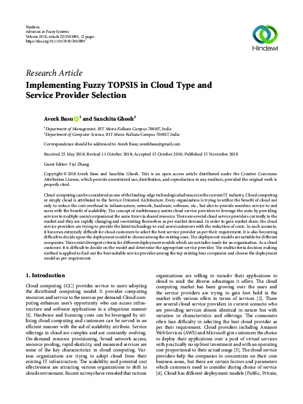 (PDF) Implementing Fuzzy TOPSIS in Cloud Type and Service Provider ...