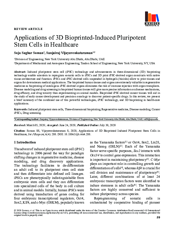 (PDF) Applications of 3D Bioprinted-Induced Pluripotent Stem Cells in ...