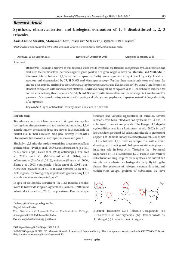 (PDF) Synthesis characterisation and biological evaluation of some ...