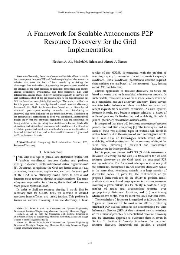 (PDF) A framework for scalable autonomous p2p resource discovery for ...