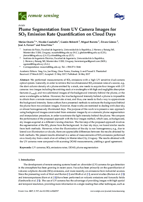 (PDF) Plume Segmentation from UV Camera Images for SO2 Emission Rate ...