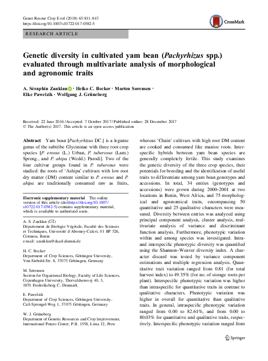 (PDF) Genetic diversity in cultivated yam bean (Pachyrhizus spp ...